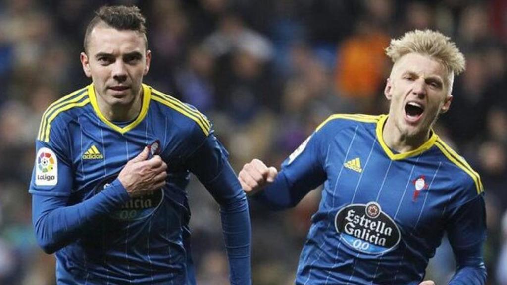 Iago Aspas celebra el gol en el Bernabéu