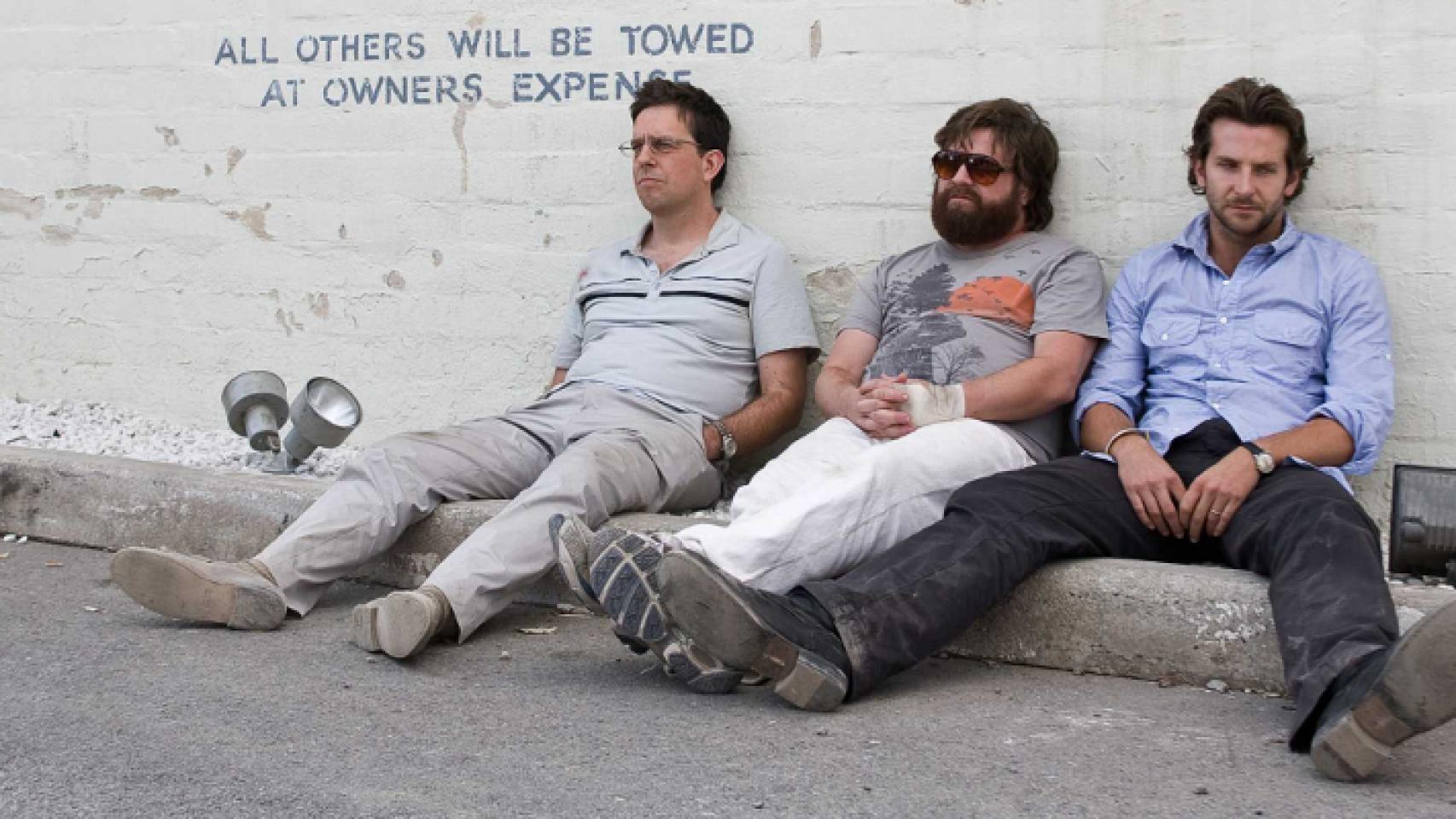 Los protagonistas de 'Resacón en Las Vegas' tras una noche -digamos- agitada.