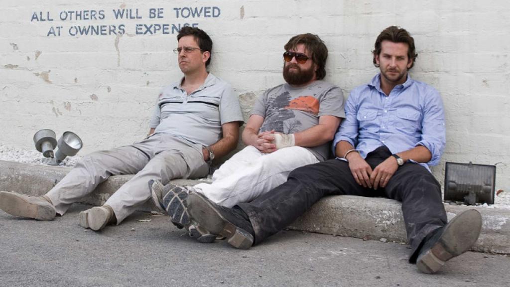 Los protagonistas de 'Resacón en Las Vegas' tras una noche -digamos- agitada.