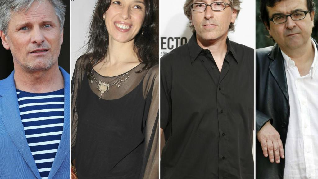 De izquierda a derecha, Viggo Mortensen, Ariadna Gil, David Trueba y Javier Cercas.