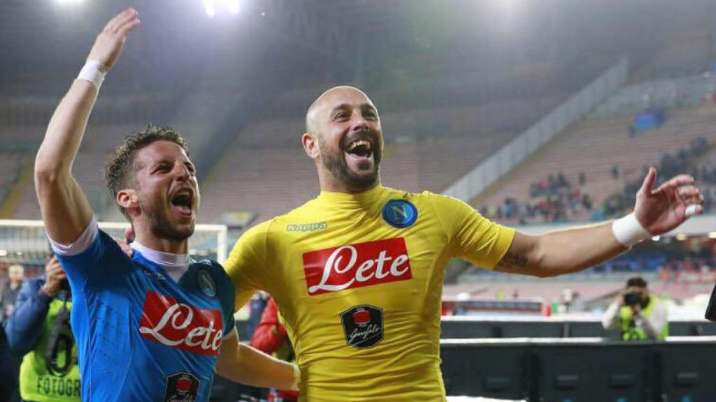 Pepe Reina y Dries Mertens. Foto: Twitter (@PReina25)