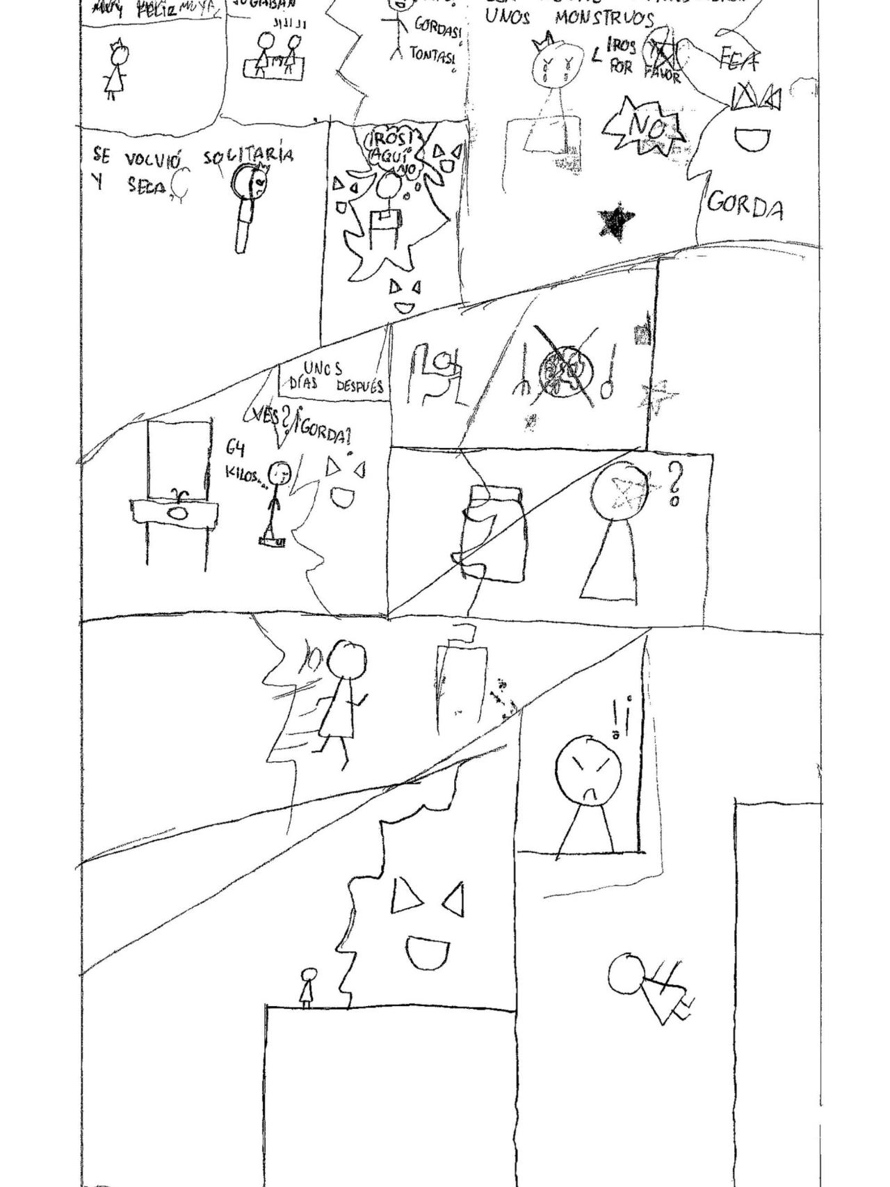 Cómic dibujado por Lucía García, que se suicidó en Murcia a los 13 años.