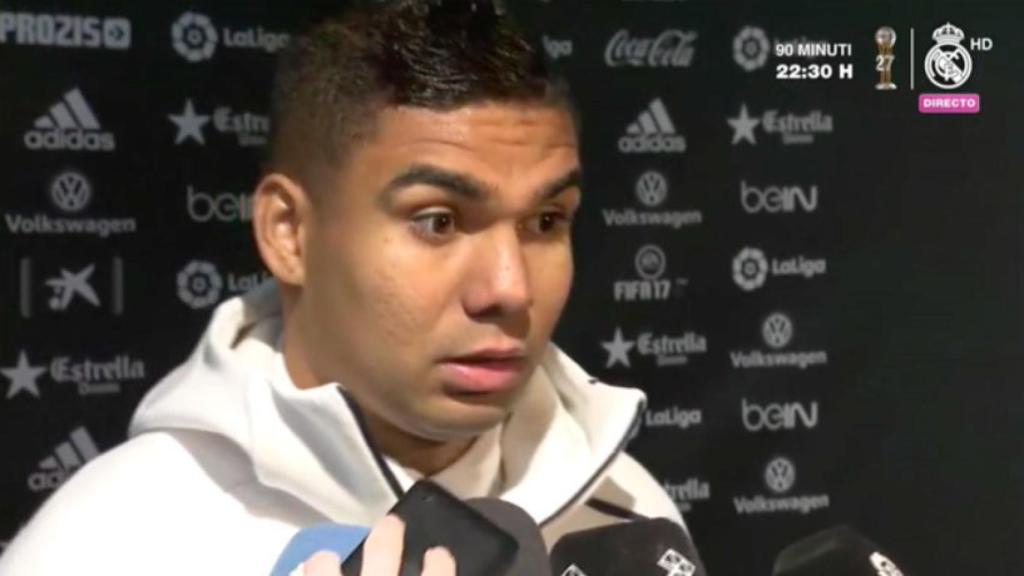 Casemiro en zona mixta tras el partido ante el Valencia