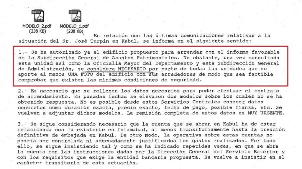 Correo de Exteriores una vez autorizado el arrendamiento del edificio.