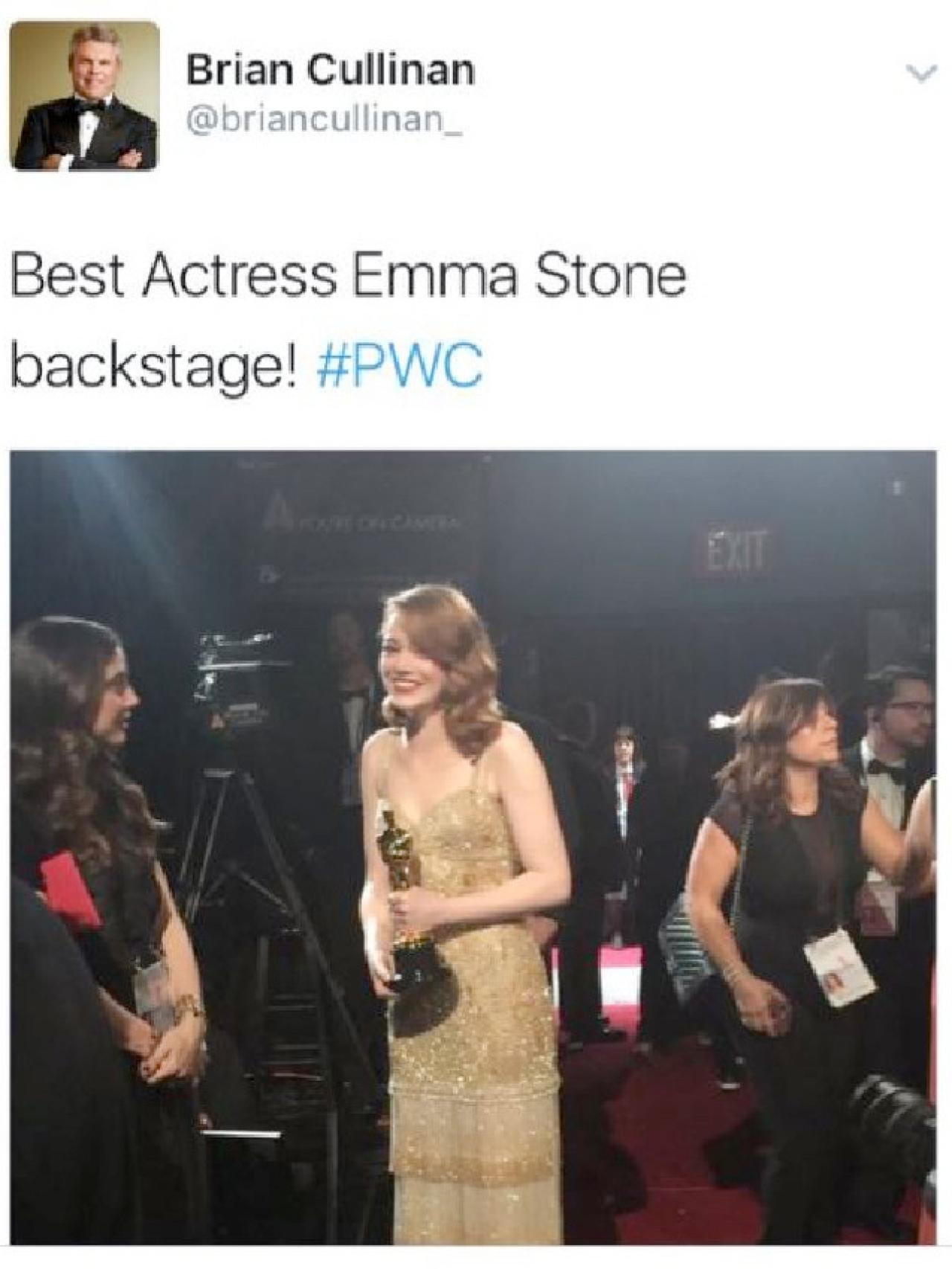 Imagen de Emma Stone en las redes sociales de Brian Cullinan.