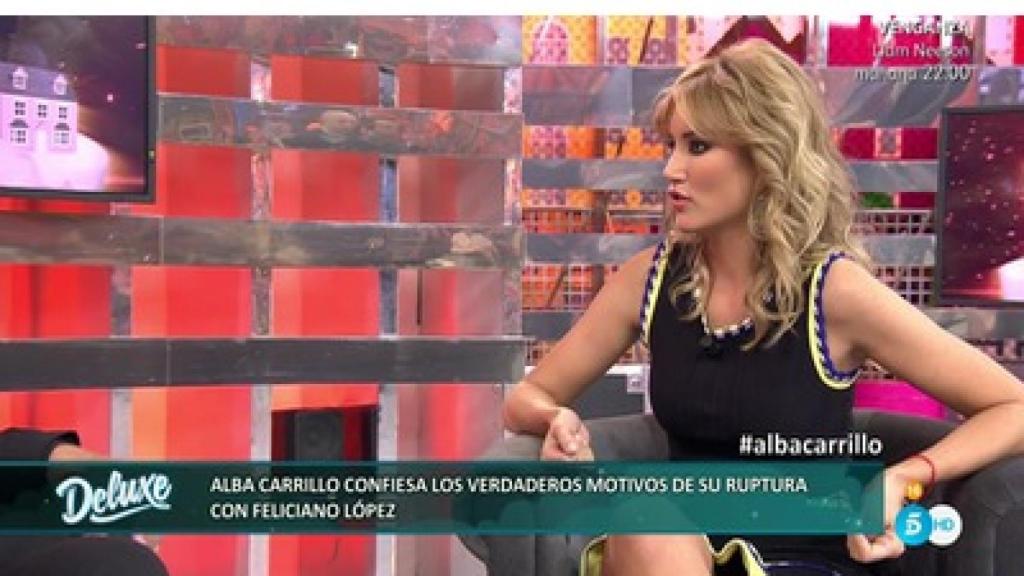 Alba Carrillo, durante su entrevista en Sálvame Deluxe.