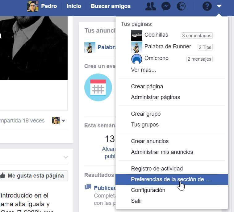 preferencias facebook