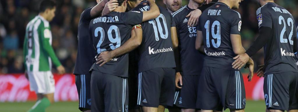 La Real celebra su victoria frente al Betis.