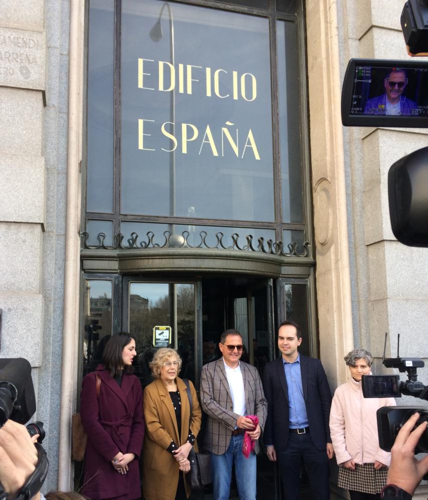 Rita Maestre, Manuela Carmena, Trinitario Casanova, José Manuel Calvo y Nines Martín.