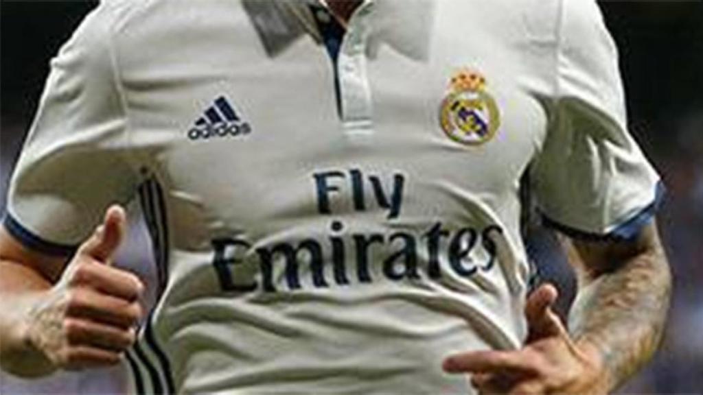 La camiseta del Madrid con la publicidad de Adidas