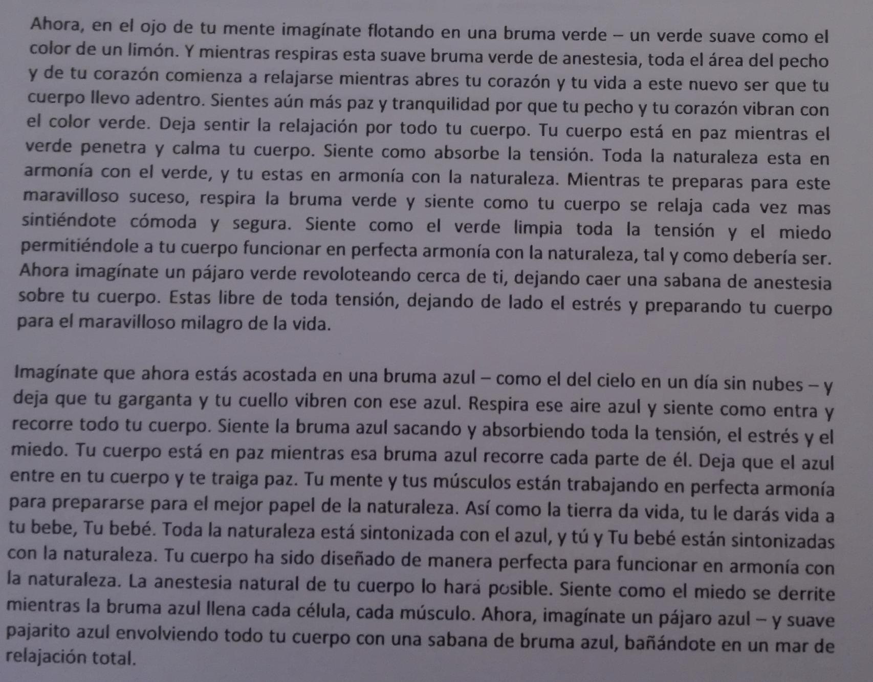 Una de las hojas incluidas en los libros que Pilar Vizcaíno incluye en su terapia.