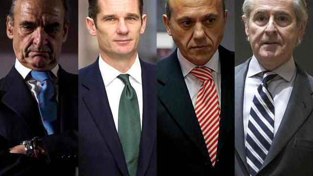 De izquierda a derecha: Mario Conde, Iñaki Urdangarin, José María del Nido y Miguel Blesa.