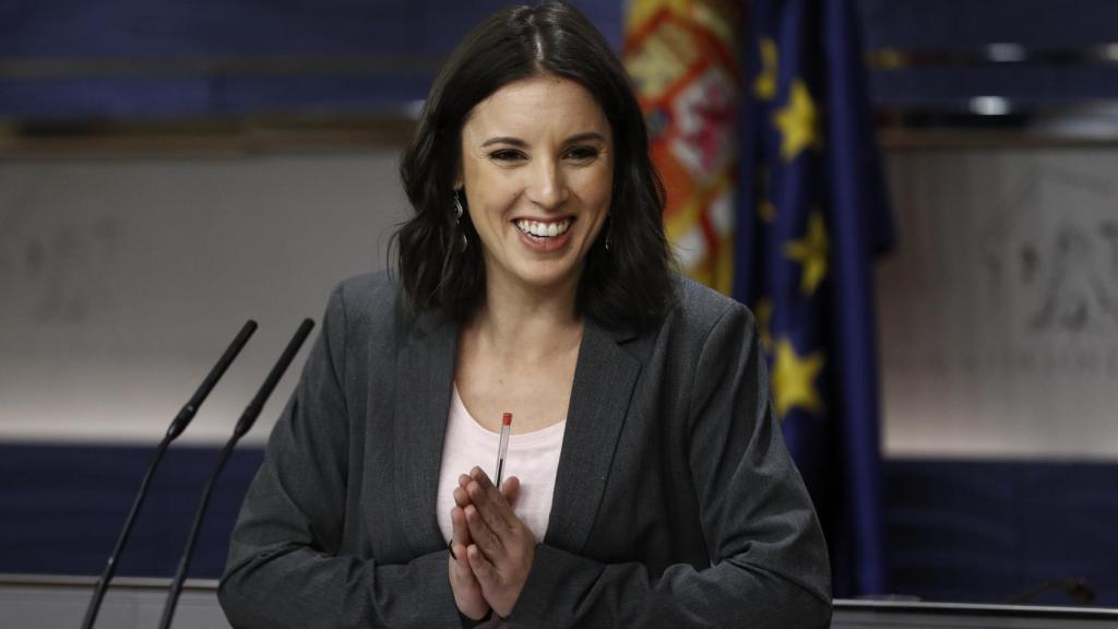 Irene Montero durante su comparecencia de este martes.
