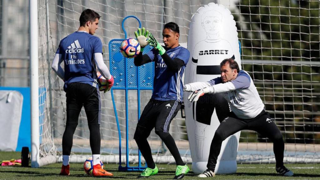 Keylor y Yáñez en un entrenamiento