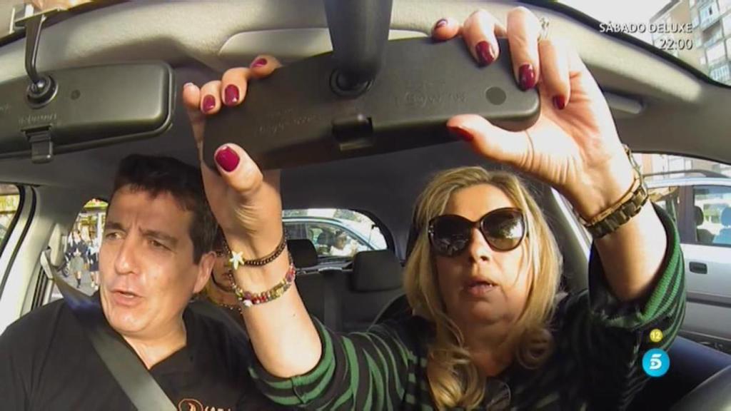 Terelu Campos aprendiendo a conducir