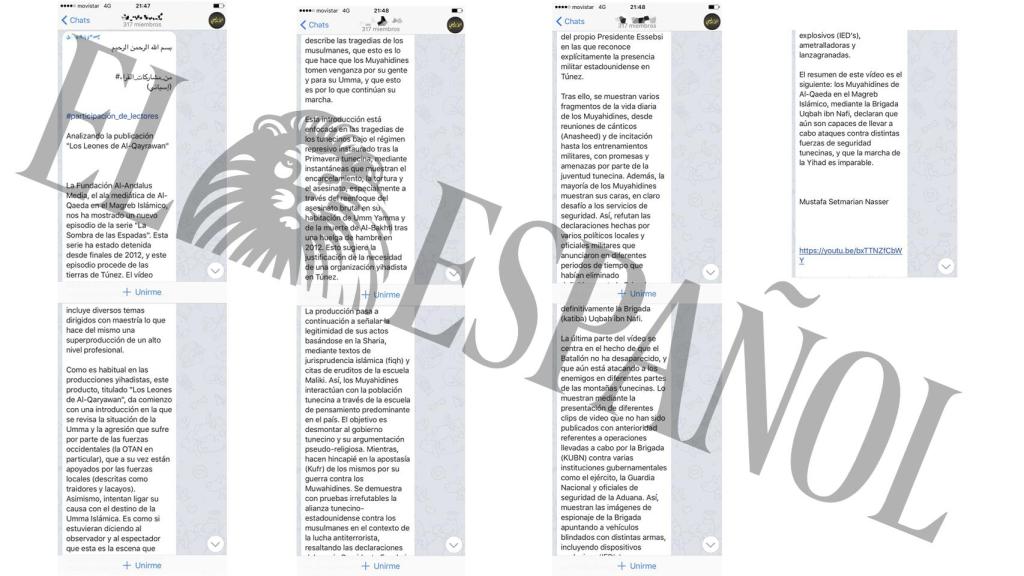 Uno de los mensajes firmados por Mustafá Setmarian.