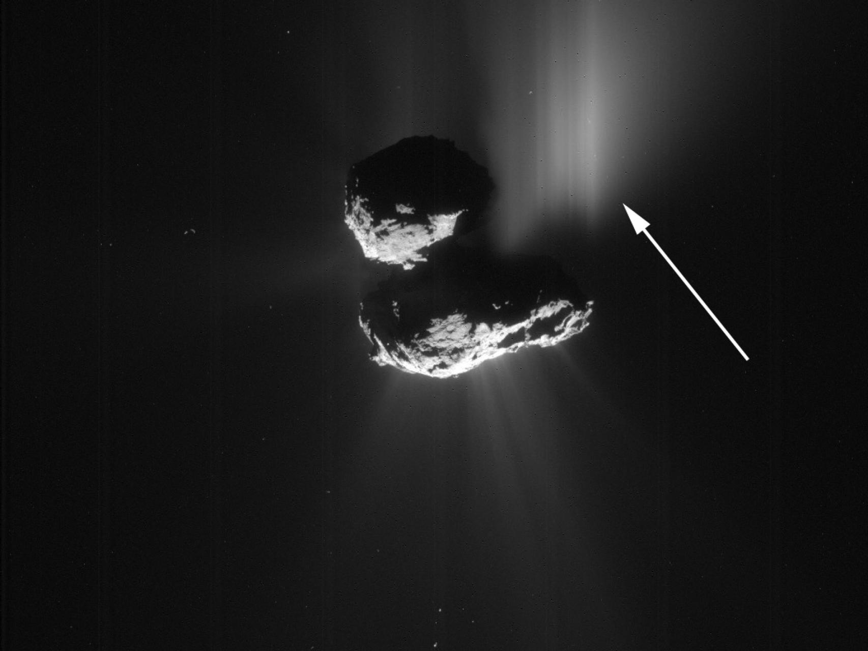 Una foto capta el momento del estallido en el cometa Chury.