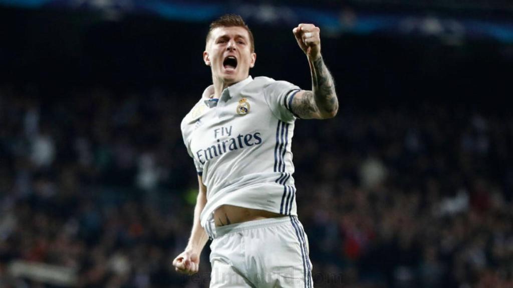 Kroos celebra su gol ante el Nápoles