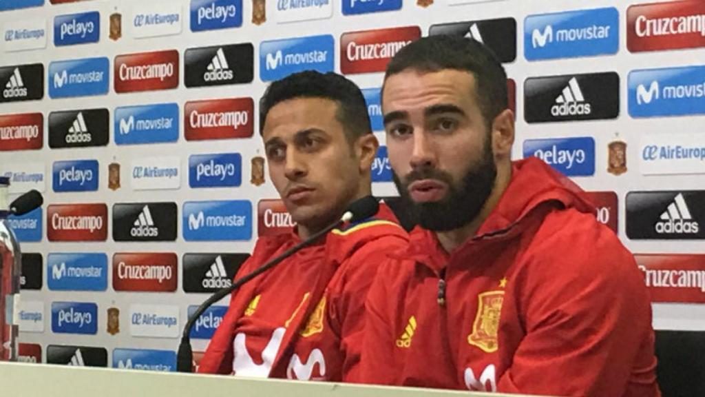 Carvajal, en rueda de prensa. Foto: Twitter (@sefutbol)
