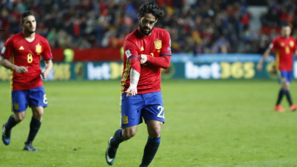 Isco celebrando su gol frente a Israel. Foto: web (sefutbol.com)
