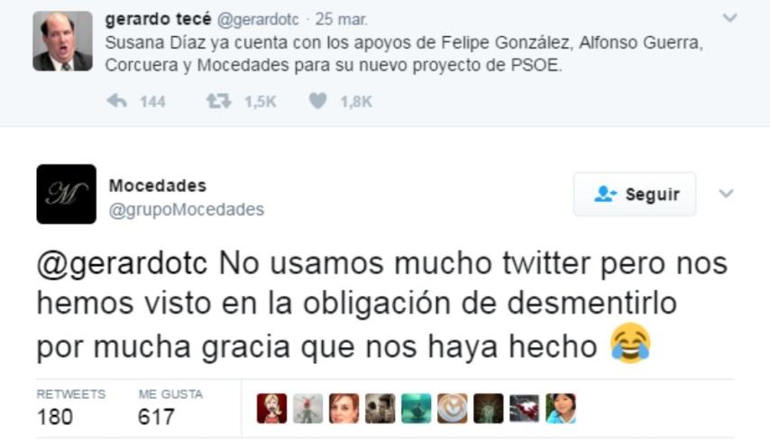 La respuesta del grupo en Twitter