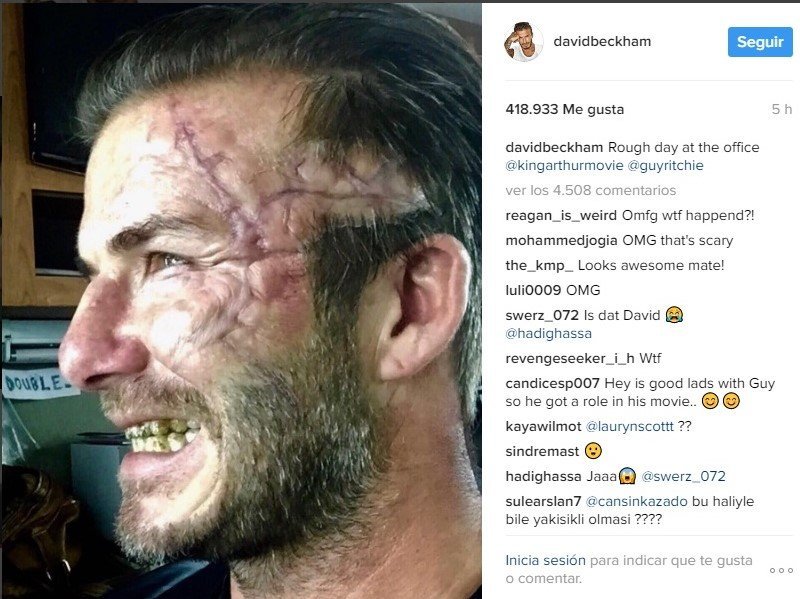 Beckham se transforma para su cameo como caballero de El Rey Arturo