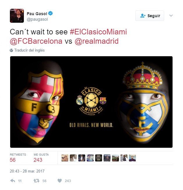 Pau Gasol desvela el cartel del Clásico del verano