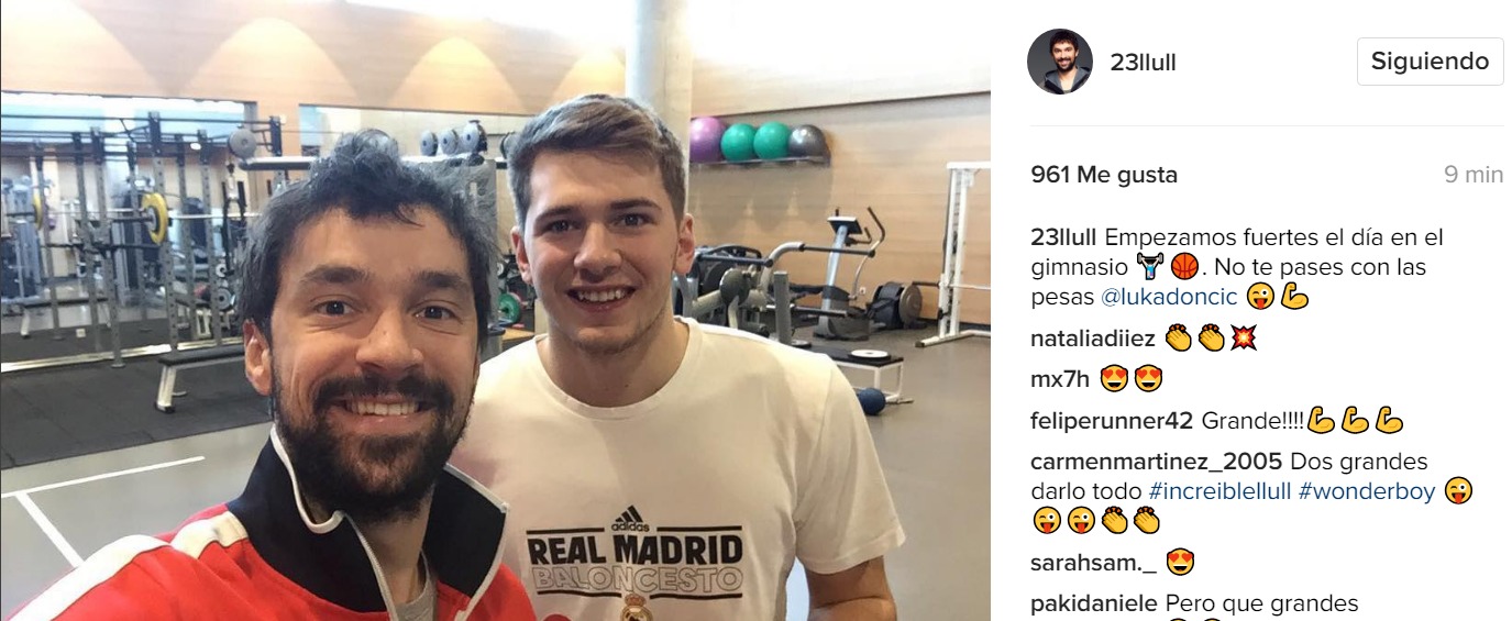 El buen rollo entre Llull y Doncic en el gimnasio