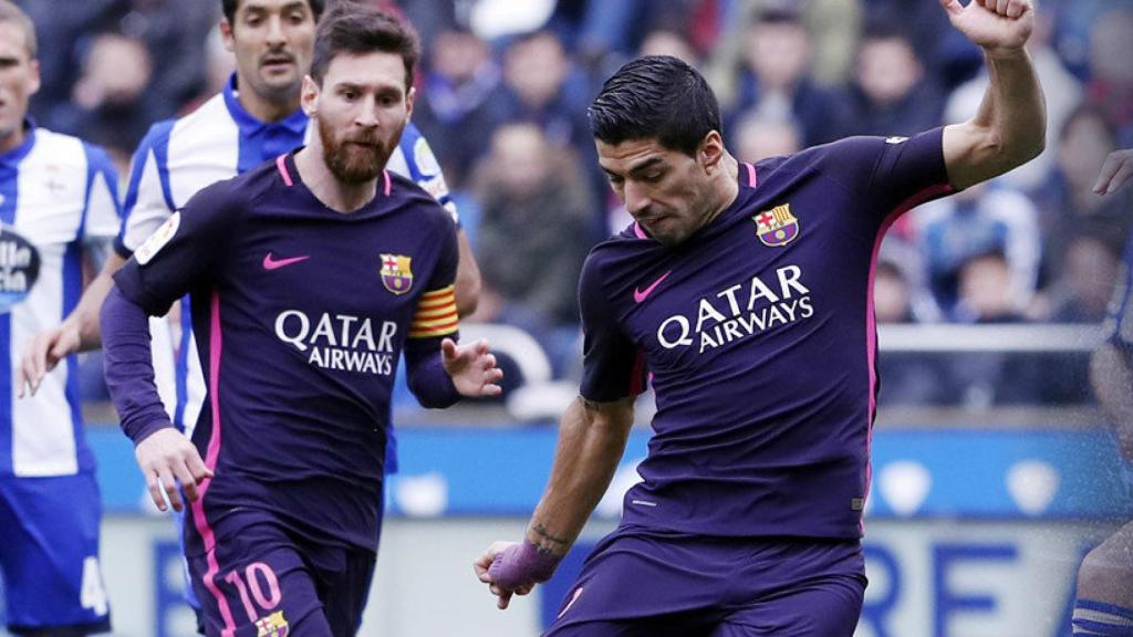 Luis Suárez y Messi ante el Deportivo   Foto: fcbarcelona.es
