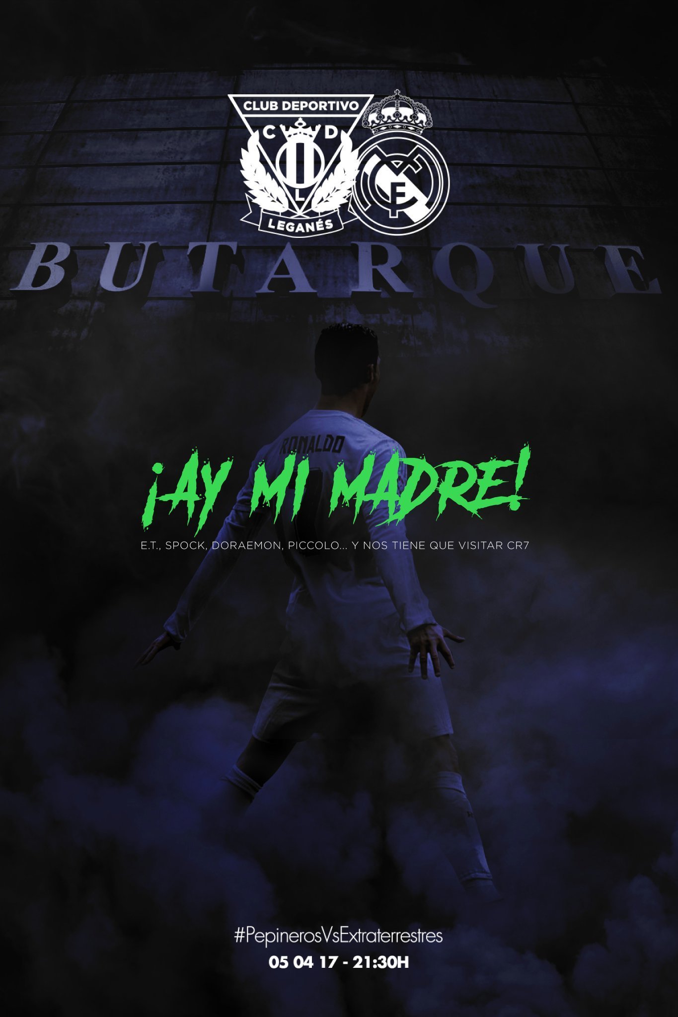 Cartel de la visita del Madrid a Leganés. Foto: Twitter (@CDLeganes)