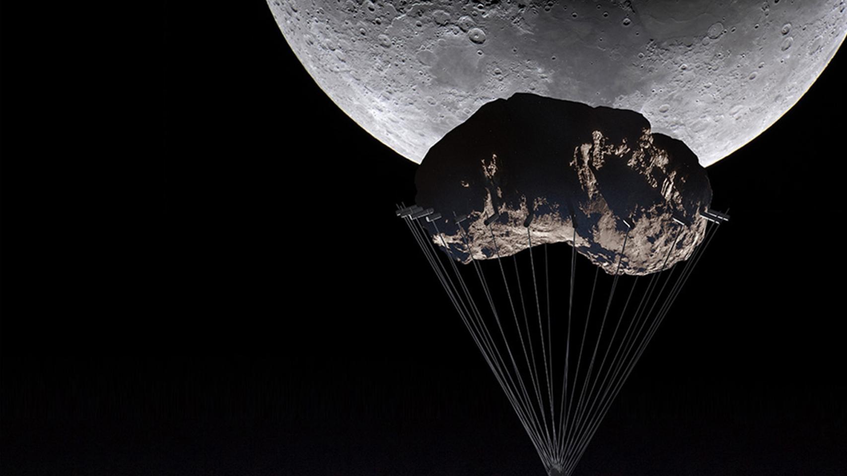 Un edificio colgará de un asteroide