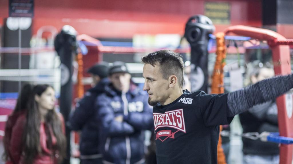 Petrov, durante su último entrenamiento público en Madrid.
