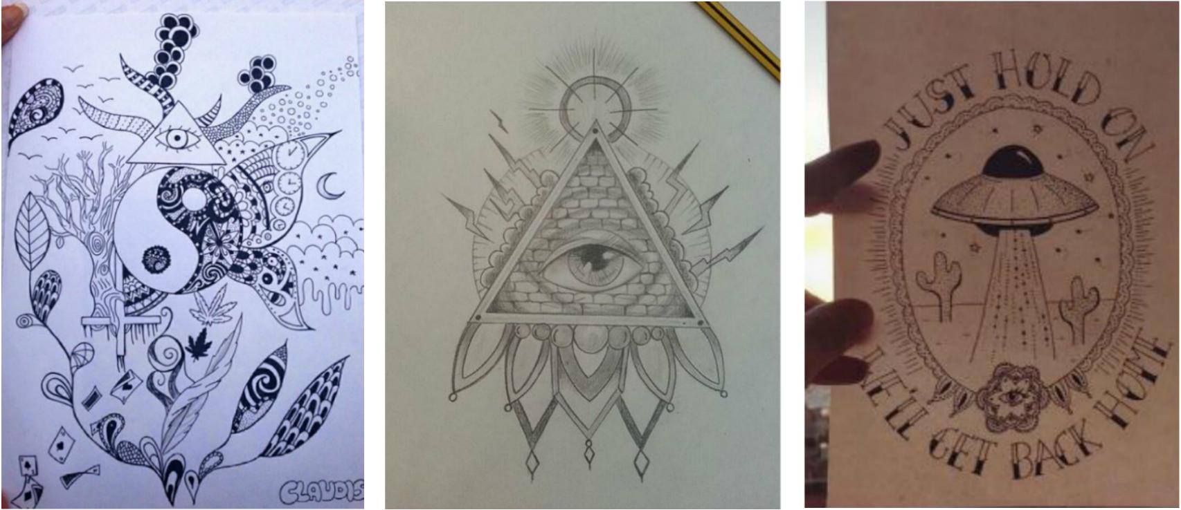 Algunos de sus dibujos.