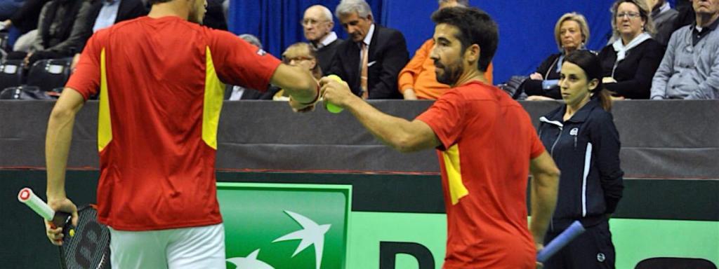 Pablo Carreño y Marc López durante el partido.