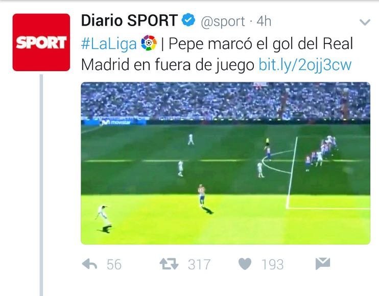 El no va más de Sport: se inventa fuera de juego de Pepe