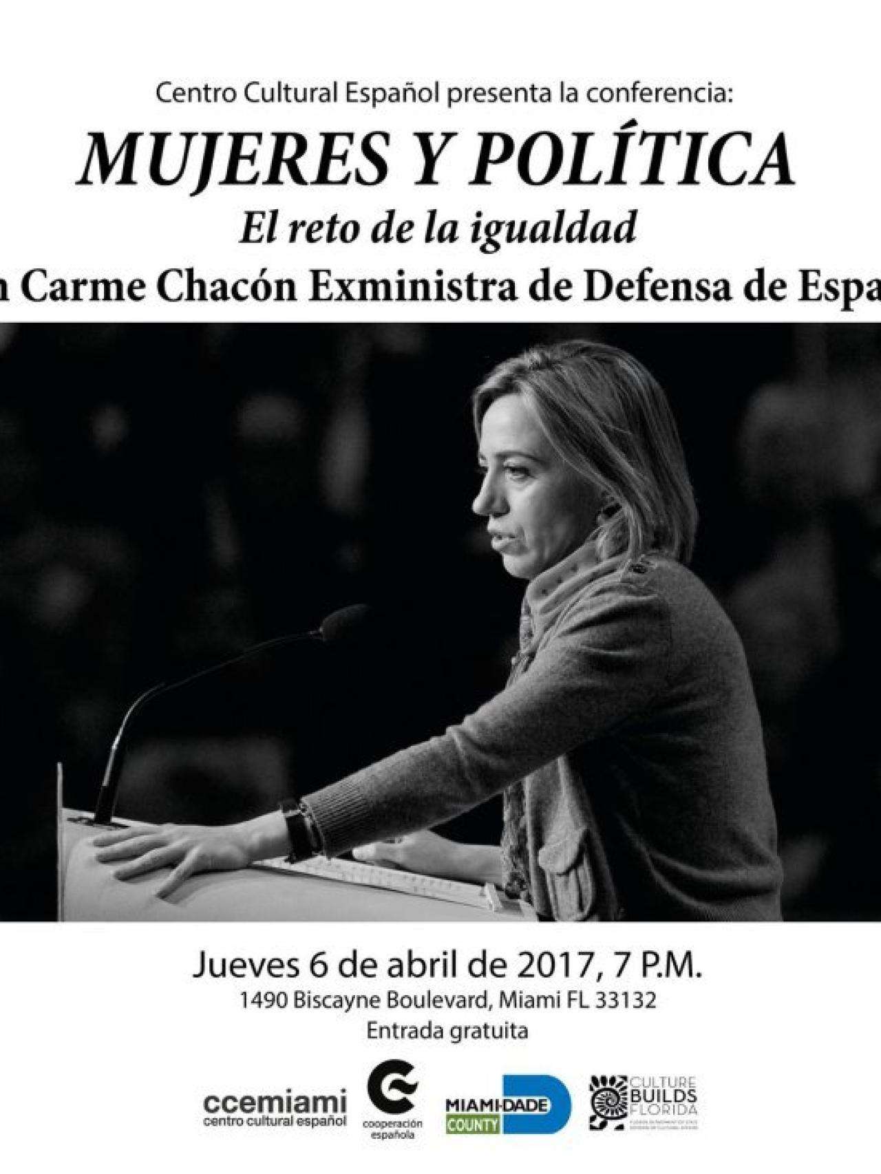 Cartel anunciador de la intervención de Carme Chacón. CCE Miami.