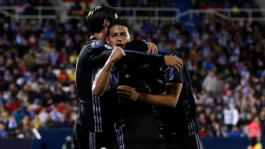 El Real Madrid celebra un gol