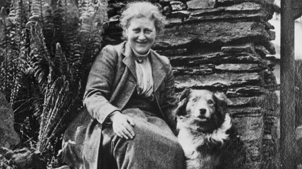 Beatrix Potter, una amante de los animales, con su perro.