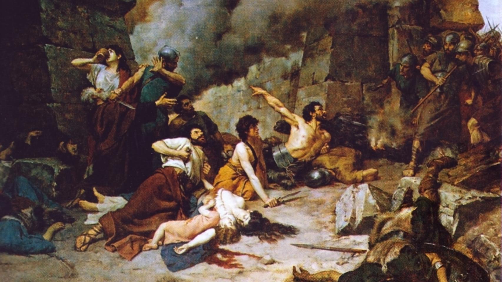 Cuadro que representa la batalla por Numancia.