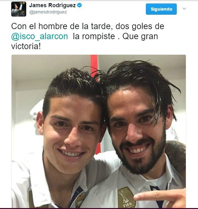 James se rinde ante Isco en las redes sociales
