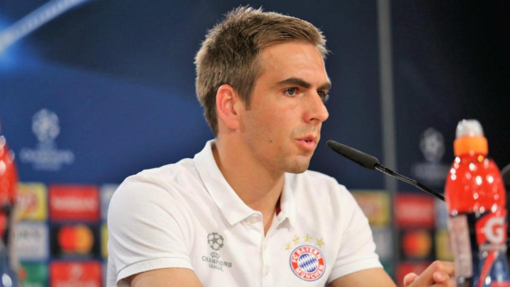 Philipp Lahm, en la rueda de prensa previa al Real Madrid - Bayern. Foto. Twitter (@FCBayern)