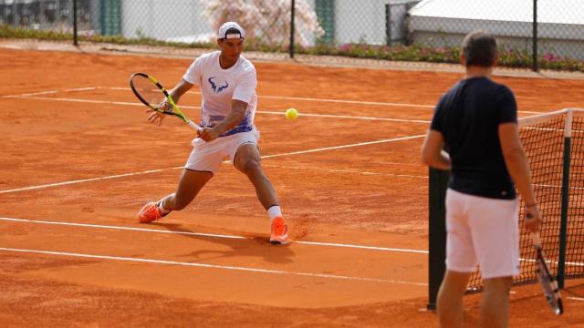 Nadal, durante un entrenamiento previo a su estreno en Montecarlo.