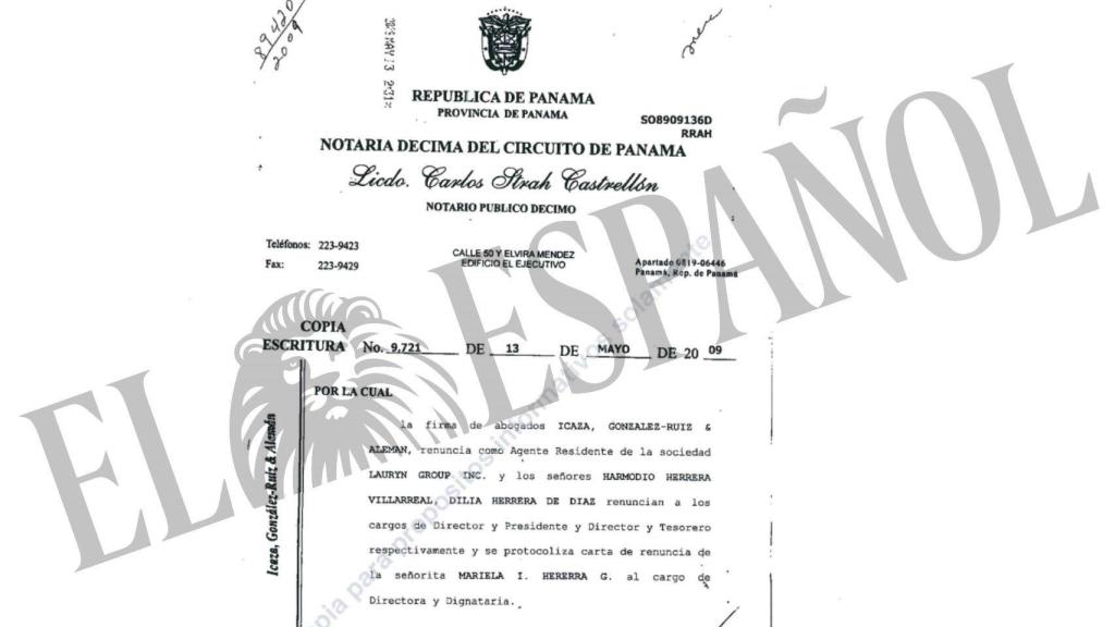 Documento de renuncia de los fiduciarios que estaban al frente de la empresa.