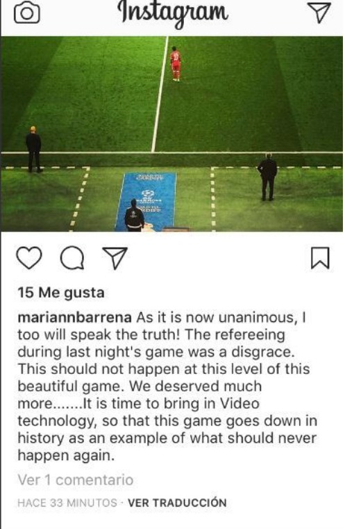 La mujer de Ancelotti también llora por el arbitraje