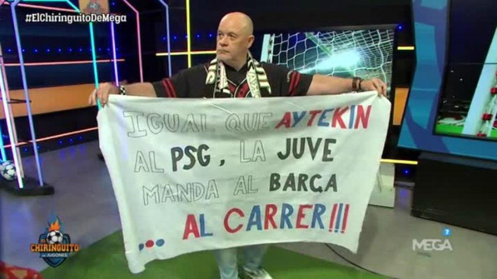 Duro celebra la eliminación del Barça  Foto: Twitter (@elchiringuitotv)