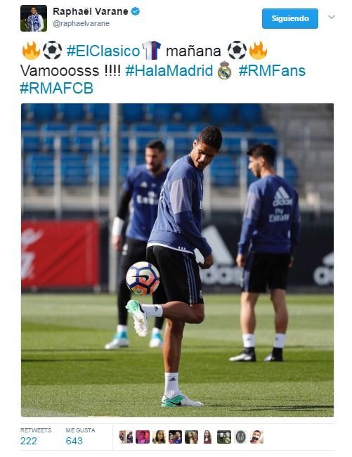 El mensaje de Varane tras no entrar en la convocatoria para El Clásico