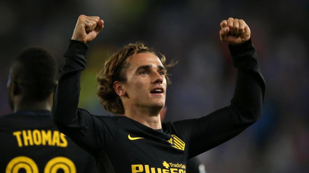 Griezmann celebra el gol de la victoria del Atlético.