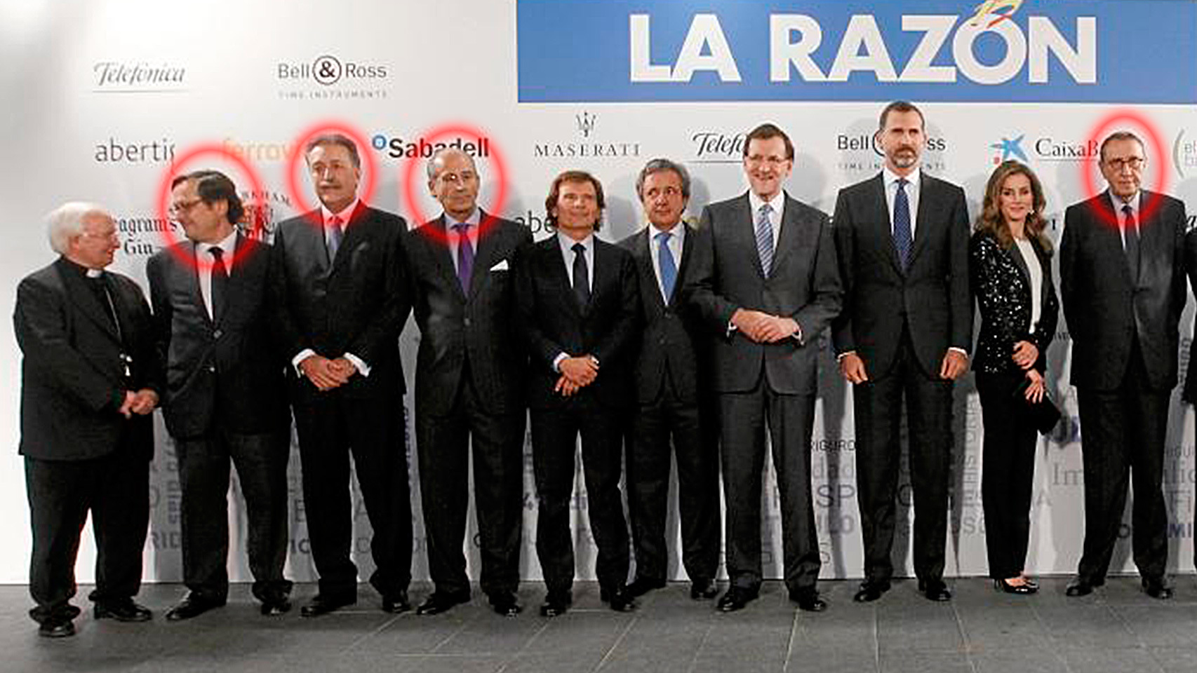 Francisco Marhuenda, Santiago Barreno, Edmundo Rodríguez Sobrino y Mauricio Casals, en una fiesta de 'La Razón'.