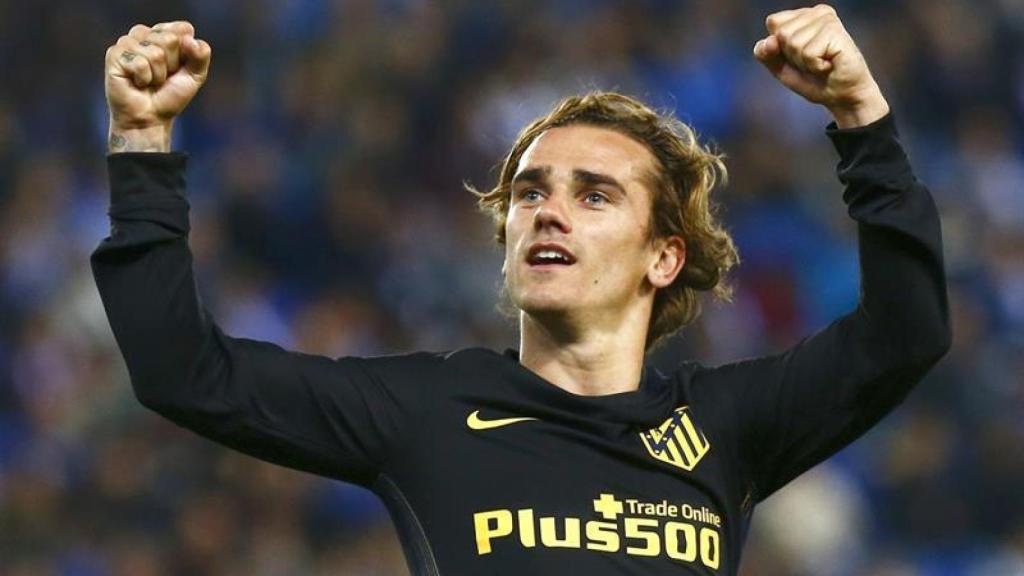Griezmann celebra la victoria contra el Espanyol.