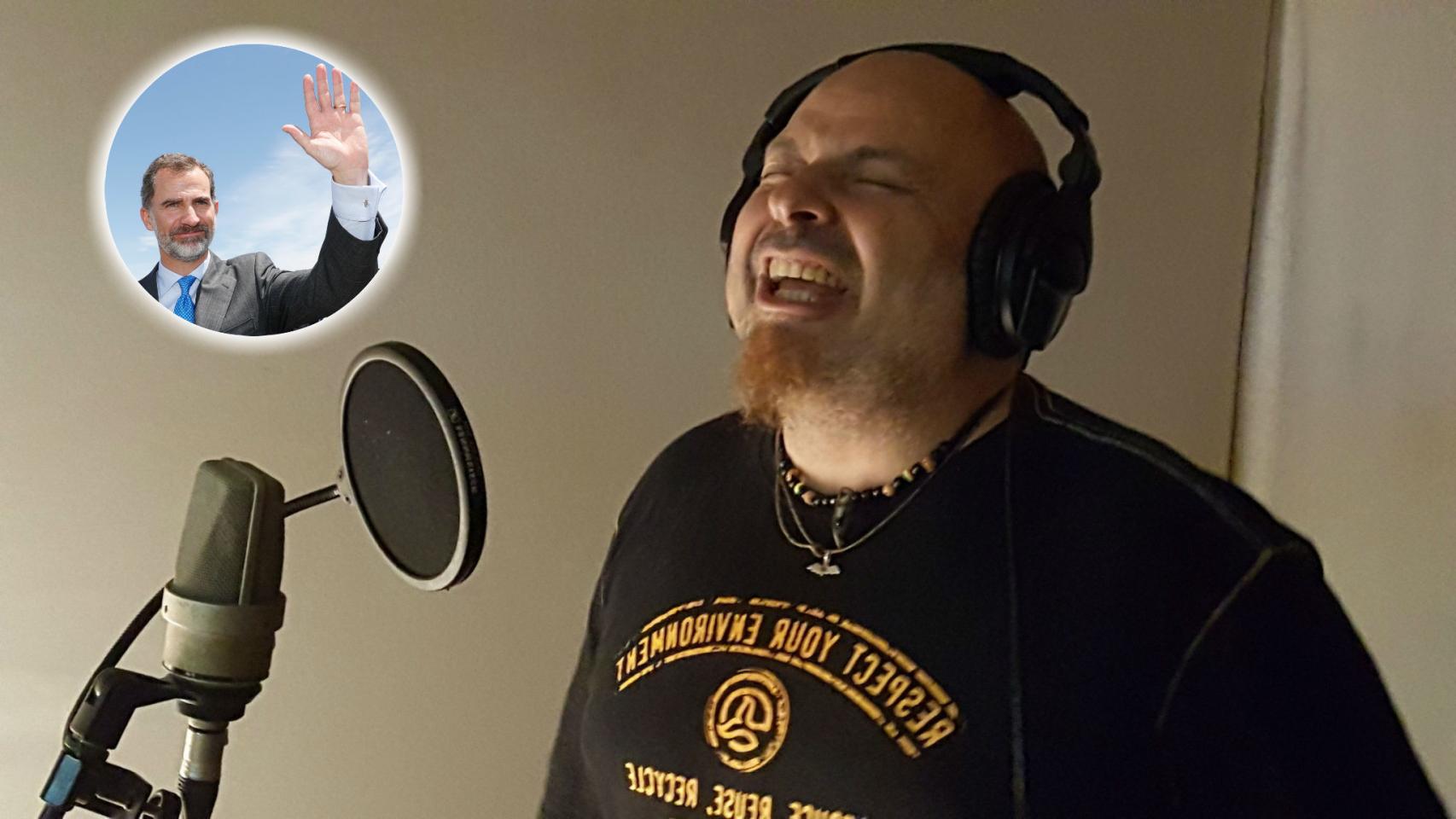 Francesc Rivera, en el estudio de grabación, con Felipe VI siempre presente.